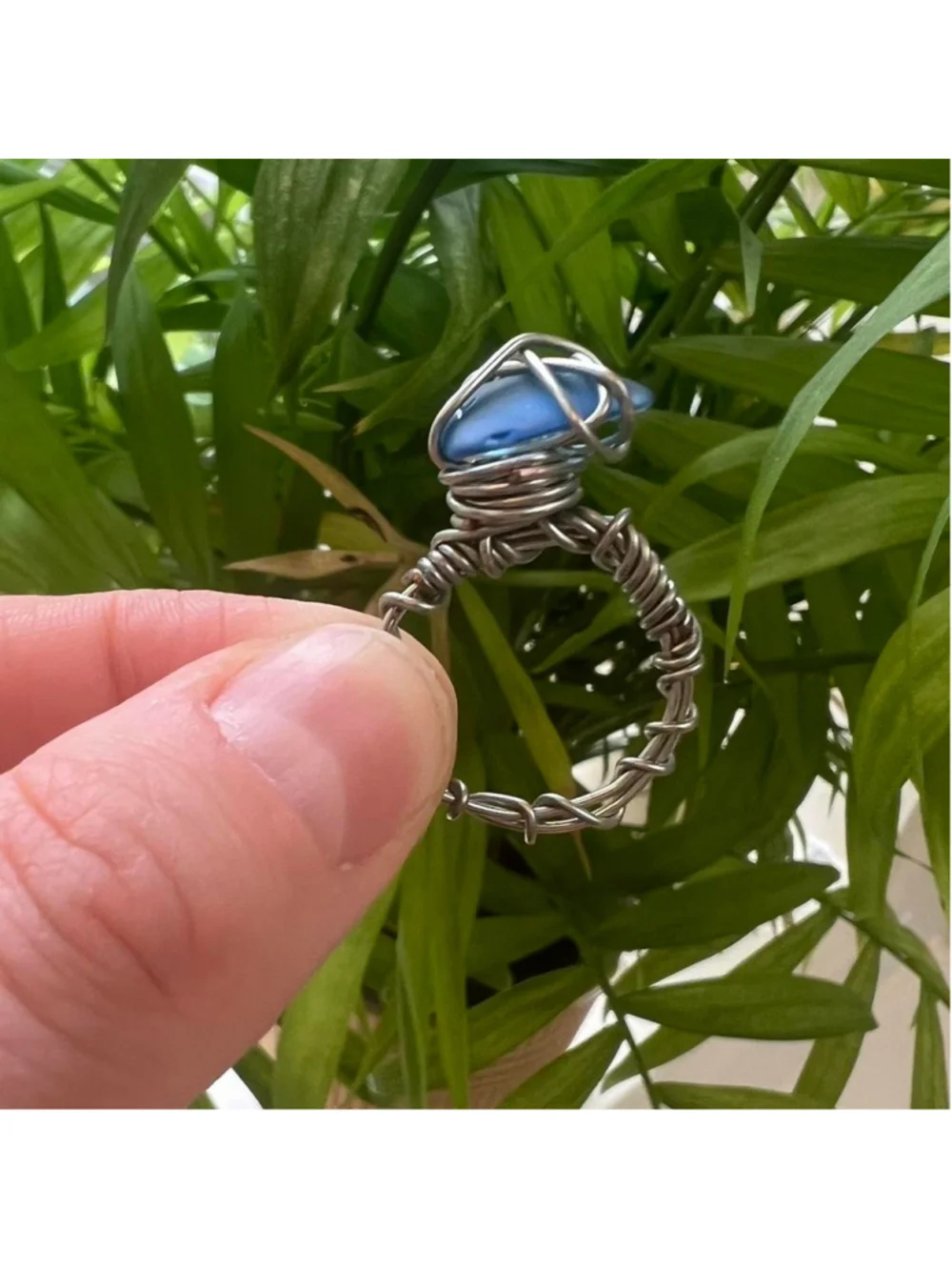 Handmade silver wire wrapped deep blue seaglass ring 🌊💫 PM me with any questi
